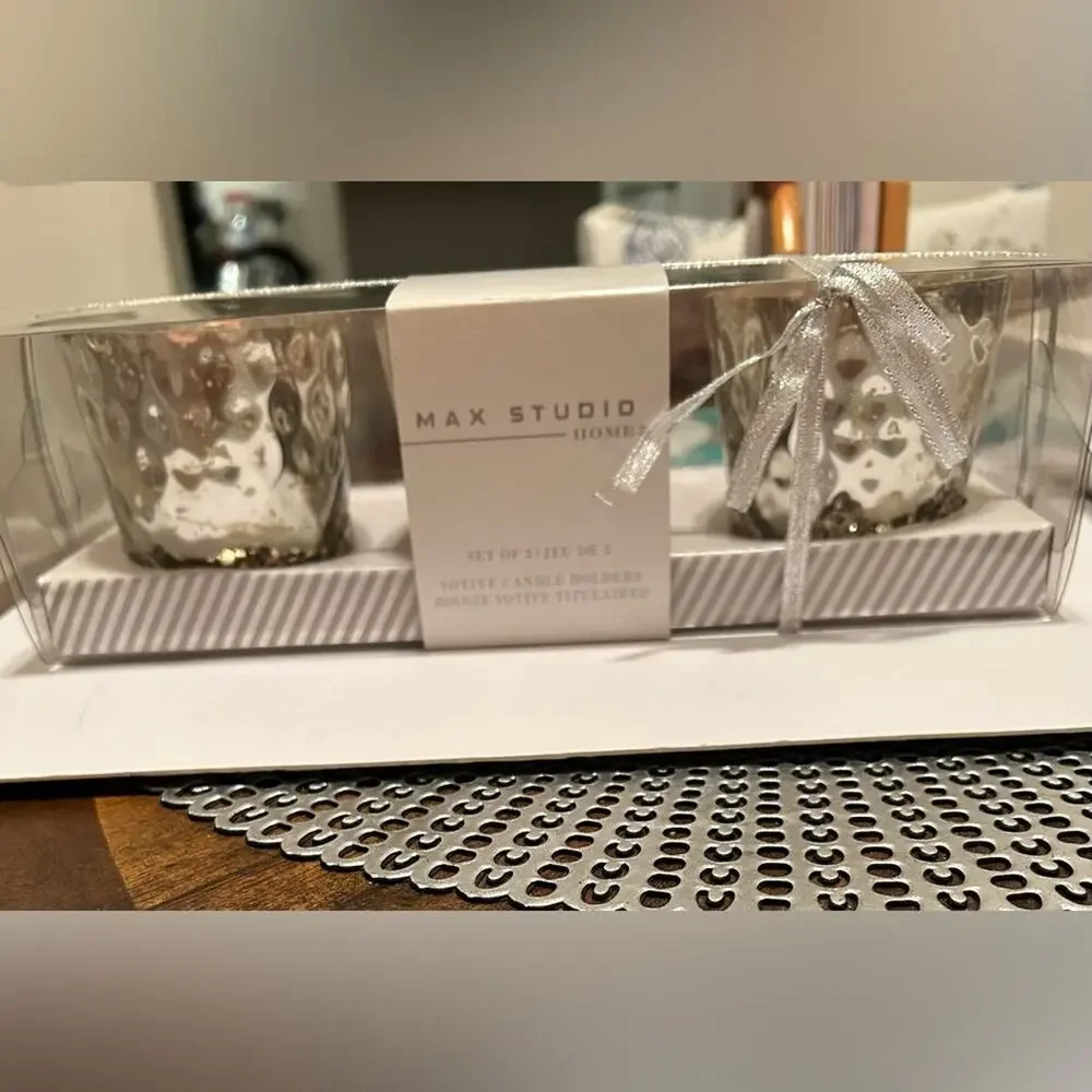 NWT Max Studio 3 pack votive candle holders silver & gold